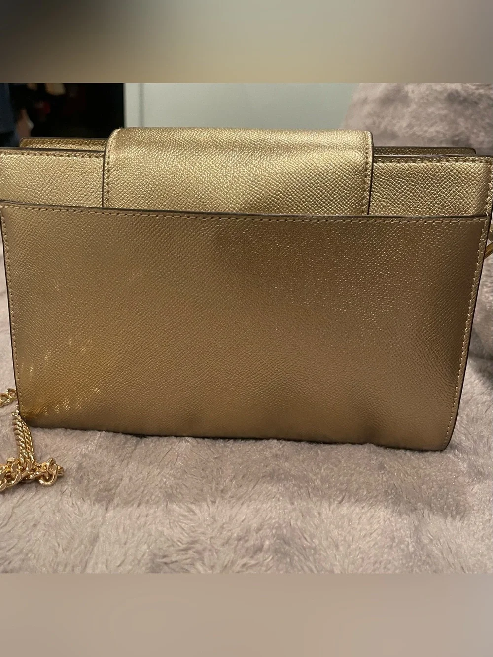 Michael Kors Gold Metallic Envelope Crossbody Bag